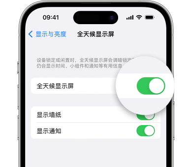 千阳苹果15预约维修分享iPhone15如何设置全天候显示屏幕可见 